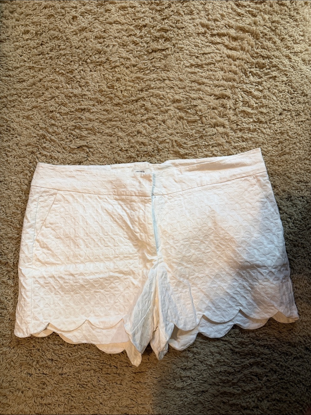 crown & ivy White Scalloped Eyelet Shorts